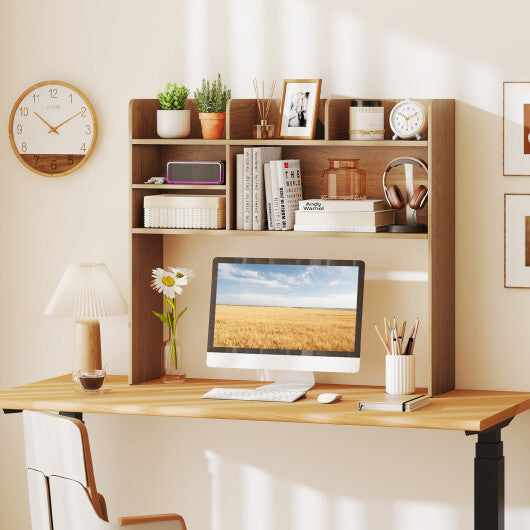 Desktop Bookshelf Countertop Storage Hutch with 6 Shelves-Rustic Brown W2B