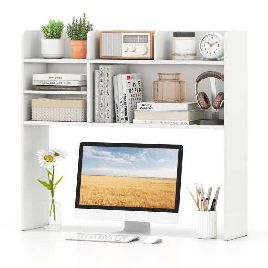 Desktop Bookshelf Countertop Storage Hutch with 6 Shelves-Rustic Brown W2B