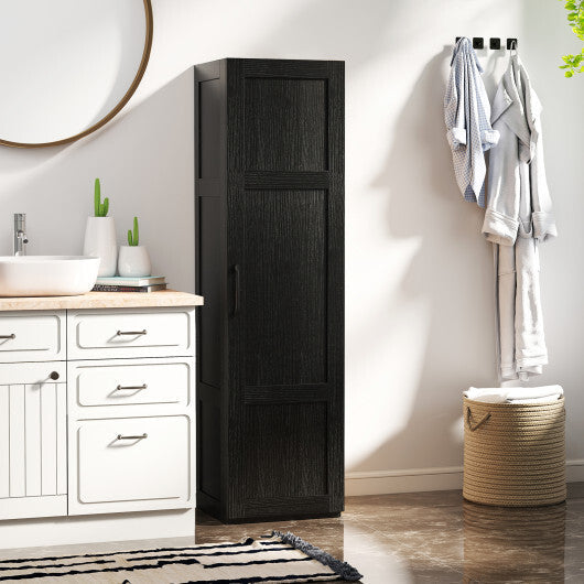 Tall Storage Cabinet with 4 Storage Shelves for Bathroom Living Room-Black W2B