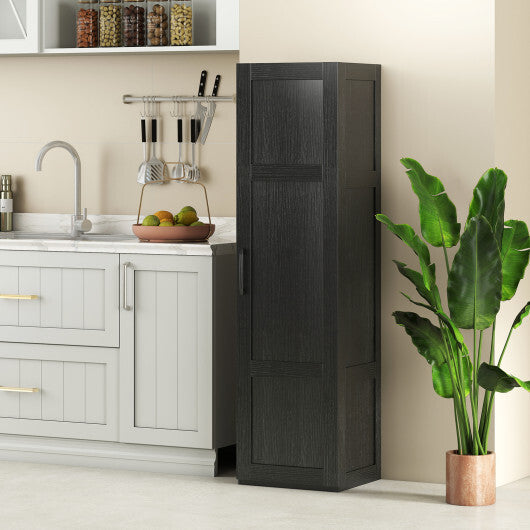 Tall Storage Cabinet with 4 Storage Shelves for Bathroom Living Room-Black W2B