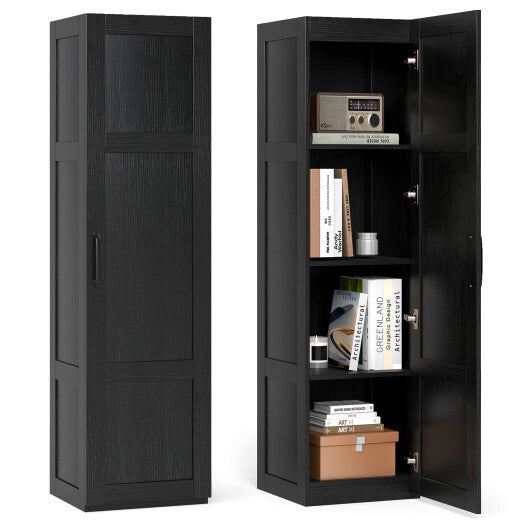 Tall Storage Cabinet with 4 Storage Shelves for Bathroom Living Room-Black W2B