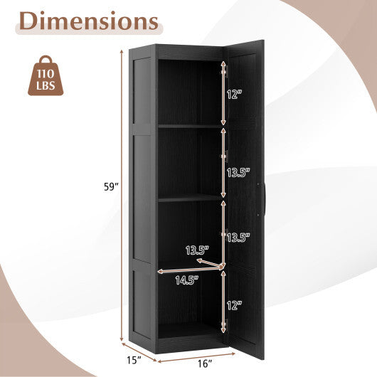 Tall Storage Cabinet with 4 Storage Shelves for Bathroom Living Room-Black W2B
