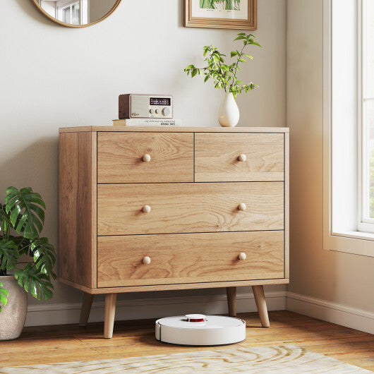 Wide Wooden Dresser with 4 Drawers for Bedroom Living Room-Walnut W2B