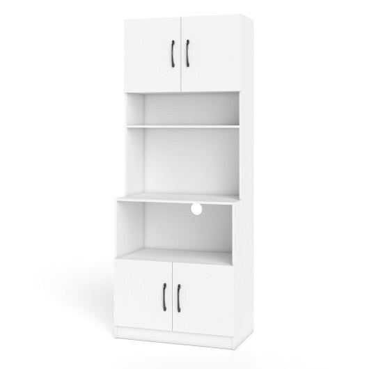 66 Inch Kitchen Pantry Cabinet with Charging Station and Adjustable Shelves for Dining Room-White W2B