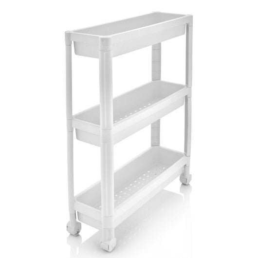 3-Tier Slim Rolling Storage Cart 2-Pack Mobile Bathroom Organizer with Wheels-Black W2B
