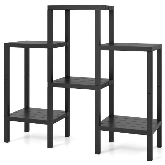 6-Tier Plastic Modular Storage Shelves for Living Room and Kitchen-Black W2B