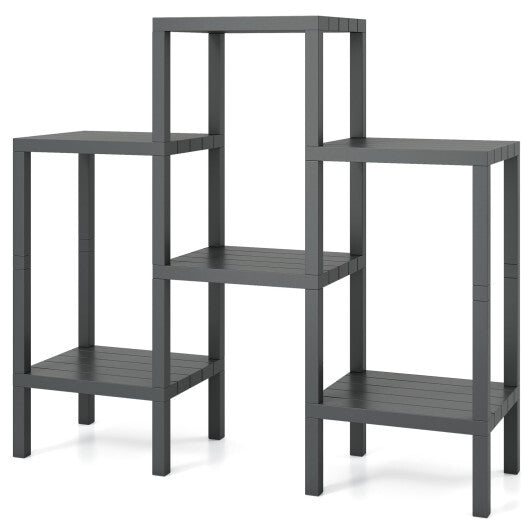 6-Tier Plastic Modular Storage Shelves for Living Room and Kitchen-Black W2B