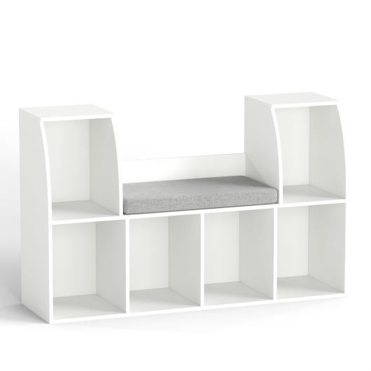 40 Inches Kids Bookshelf with Reading Nook Bookcase with 6 Open Cubes-White W2B
