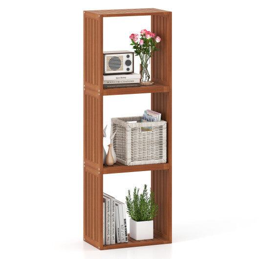 3 Cube Bookcases Solid Wood Stacking Storage Organizers with Open Slatted Design W2B