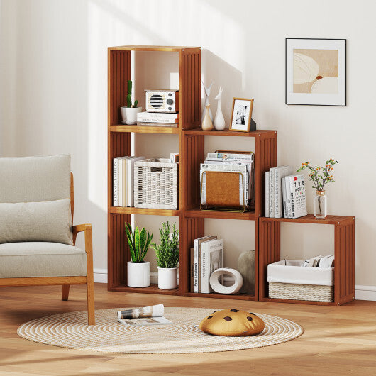 3 Cube Bookcases Solid Wood Stacking Storage Organizers with Open Slatted Design W2B
