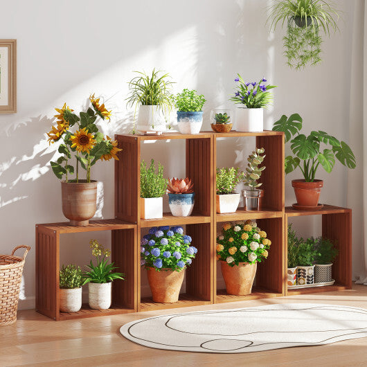 3 Cube Bookcases Solid Wood Stacking Storage Organizers with Open Slatted Design W2B