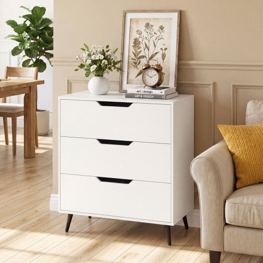3-Drawer Rustic Farmhouse Wooden Storage Dresser-Walnut W2B
