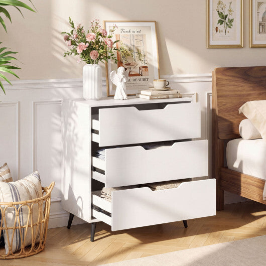 3-Drawer Rustic Farmhouse Wooden Storage Dresser-Walnut W2B