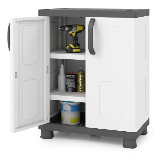 Freestanding Buffet Cabinet Sideboard with 2 Doors and Adjustable Shelves for Kitchen and Garage-Beige W2B