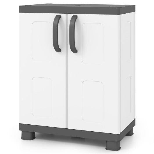 Freestanding Buffet Cabinet Sideboard with 2 Doors and Adjustable Shelves for Kitchen and Garage-Beige W2B