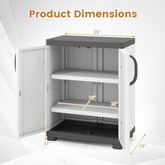 Freestanding Buffet Cabinet Sideboard with 2 Doors and Adjustable Shelves for Kitchen and Garage-Beige W2B