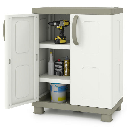Freestanding Buffet Cabinet Sideboard with 2 Doors and Adjustable Shelves for Kitchen and Garage-Beige W2B