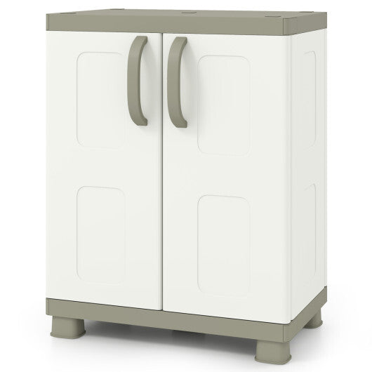 Freestanding Buffet Cabinet Sideboard with 2 Doors and Adjustable Shelves for Kitchen and Garage-Beige W2B
