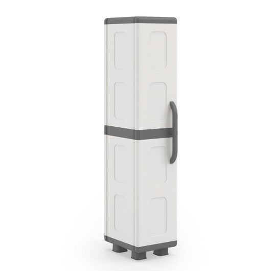 Plastic Kitchen Pantry with 4 Adjustable Shelves and Single Door for Living Room and Kitchen-Gray W2B