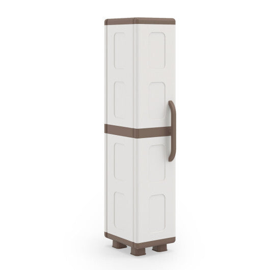 Plastic Kitchen Pantry with 4 Adjustable Shelves and Single Door for Living Room and Kitchen-Gray W2B