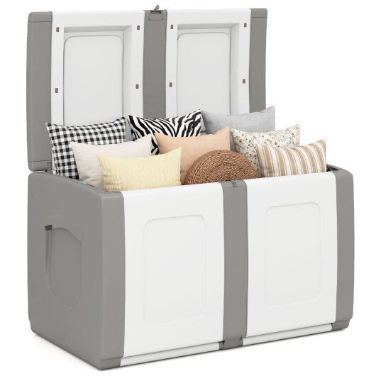 53 Gallon Patio Container with Lockable Lid  for Packages and Garden-Gray W2B