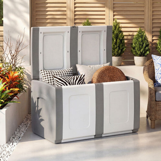 53 Gallon Patio Container with Lockable Lid  for Packages and Garden-Gray W2B