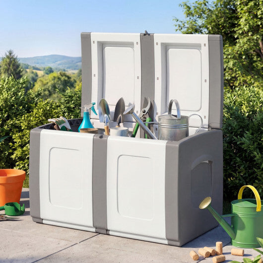 53 Gallon Patio Container with Lockable Lid  for Packages and Garden-Gray W2B