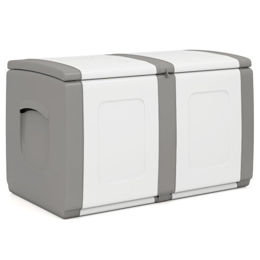 53 Gallon Patio Container with Lockable Lid  for Packages and Garden-Gray W2B