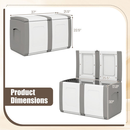 53 Gallon Patio Container with Lockable Lid  for Packages and Garden-Gray W2B