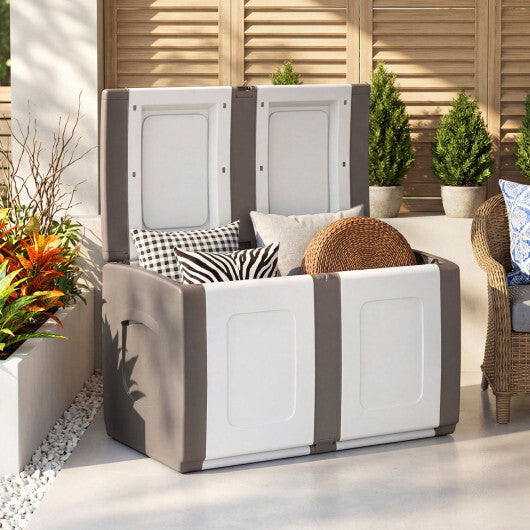 53 Gallon Patio Container with Lockable Lid  for Packages and Garden-Gray W2B