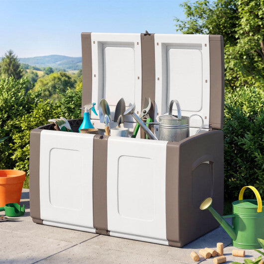 53 Gallon Patio Container with Lockable Lid  for Packages and Garden-Gray W2B
