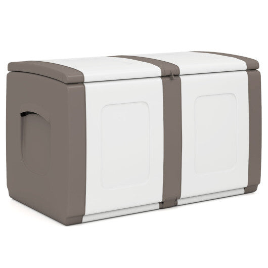 53 Gallon Patio Container with Lockable Lid  for Packages and Garden-Gray W2B