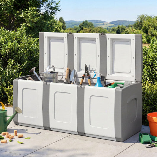 80 Gallon Patio Container with Lockable Lid for Packages and Garden-Gray W2B