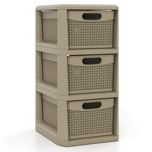 3-Drawer Storage Organizer with Wicker Patterns-Black W2B