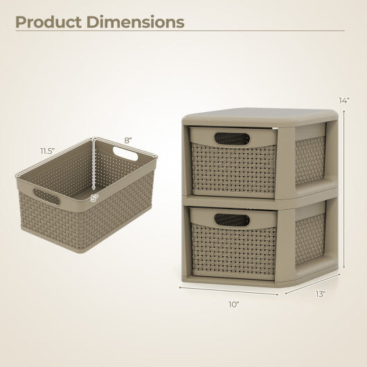 3-Drawer Storage Organizer with Wicker Patterns-Black W2B