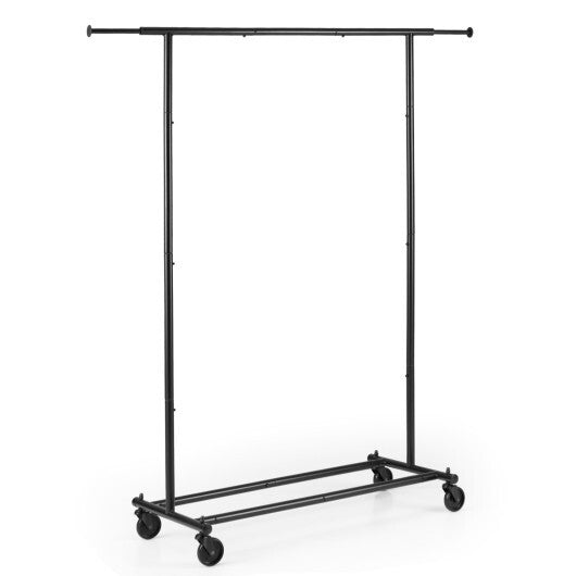 Mobile Garment Rack with Extendable Rods Heavy-Duty Metal Clothes Stand on Wheels W2B