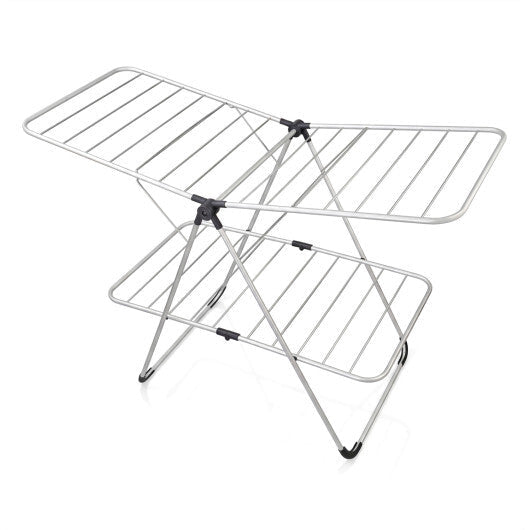 Foldable 2-Tier Clothes Drying Rack Heavy-Duty Aluminum Stainless Steel Laundry Airer W2B