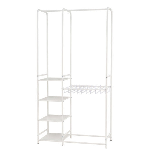 Portable Closet with Pants Hangers and 2 Hanging Rods and 4 Storage Shelves-Black W2B