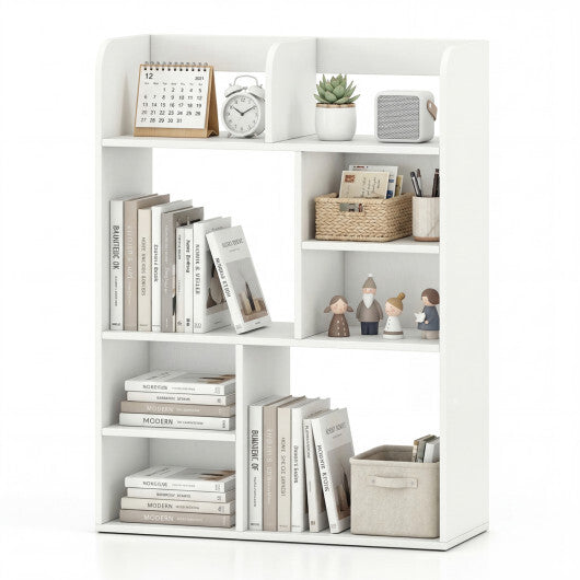 Desktop Display Rack with 8 Open Cubes for Home Office-White W2B