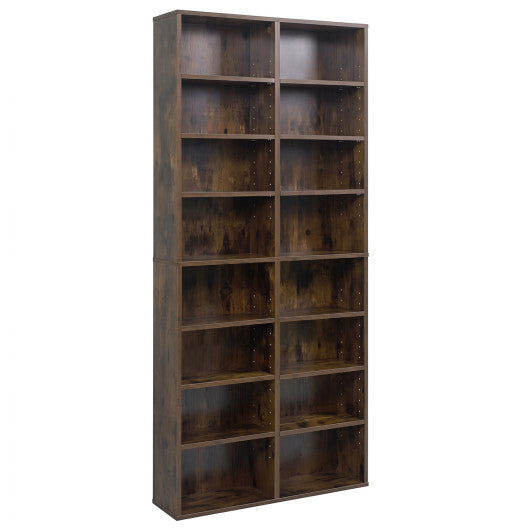 16 Compartment CD Storage Unit 54" Freestanding Open Display Shelf with 12 Removable Shelves-White W2B