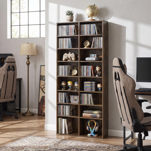 16 Compartment CD Storage Unit 54" Freestanding Open Display Shelf with 12 Removable Shelves-White W2B