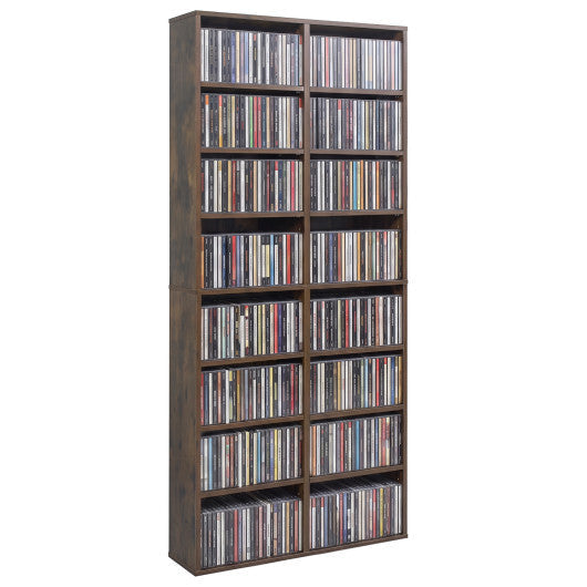 16 Compartment CD Storage Unit 54" Freestanding Open Display Shelf with 12 Removable Shelves-White W2B