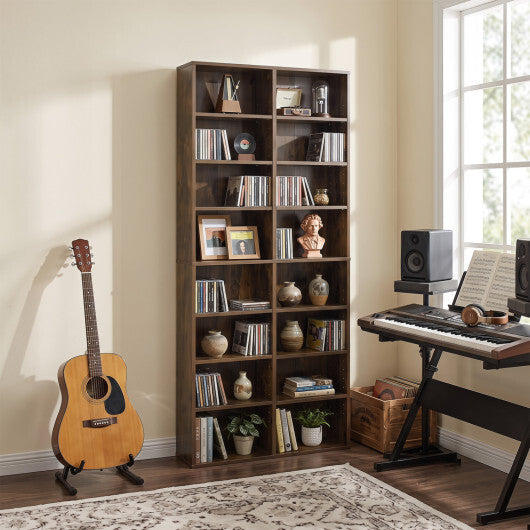 16 Compartment CD Storage Unit 54" Freestanding Open Display Shelf with 12 Removable Shelves-White W2B