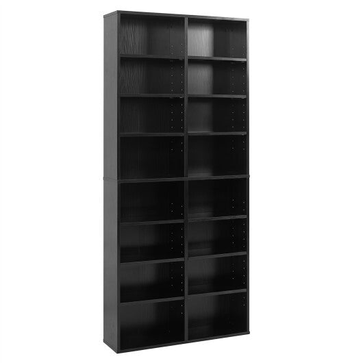 16 Compartment CD Storage Unit 54" Freestanding Open Display Shelf with 12 Removable Shelves-White W2B