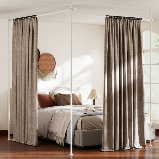 Room Divider Curtain Rod with Adjustable Floor to Ceiling Tension Rod (Curtains Not Included)-White W2B