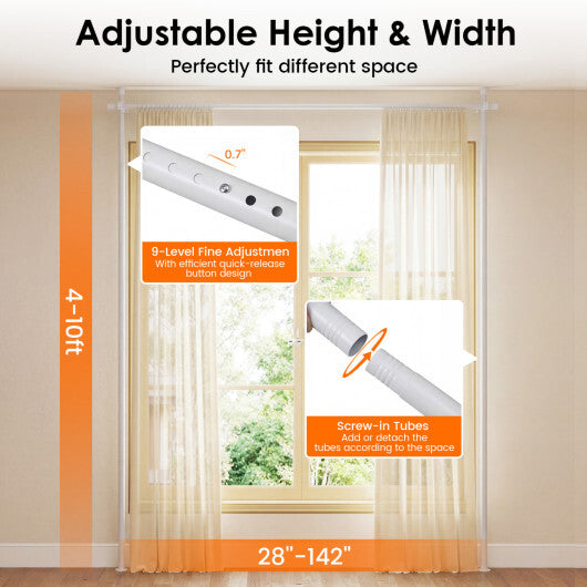 Room Divider Curtain Rod with Adjustable Floor to Ceiling Tension Rod (Curtains Not Included)-White W2B