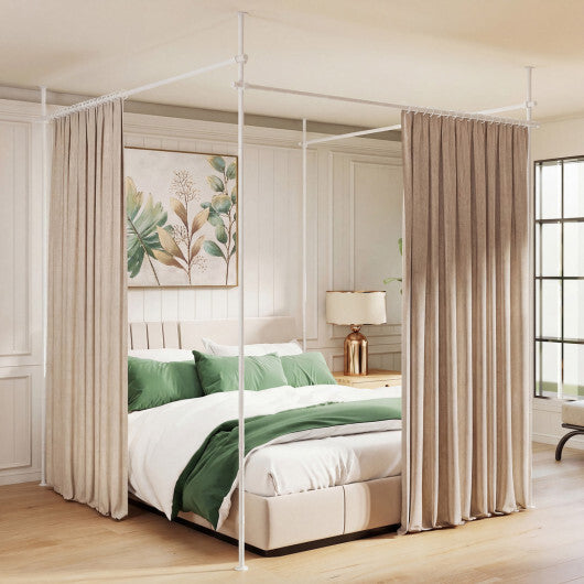 Room Divider Curtain Rod with Adjustable Floor to Ceiling Tension Rod (Curtains Not Included)-White W2B