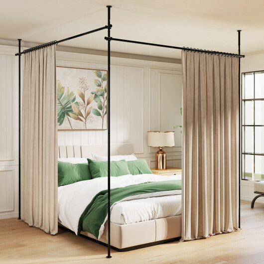 Room Divider Curtain Rod with Adjustable Floor to Ceiling Tension Rod (Curtains Not Included)-White W2B