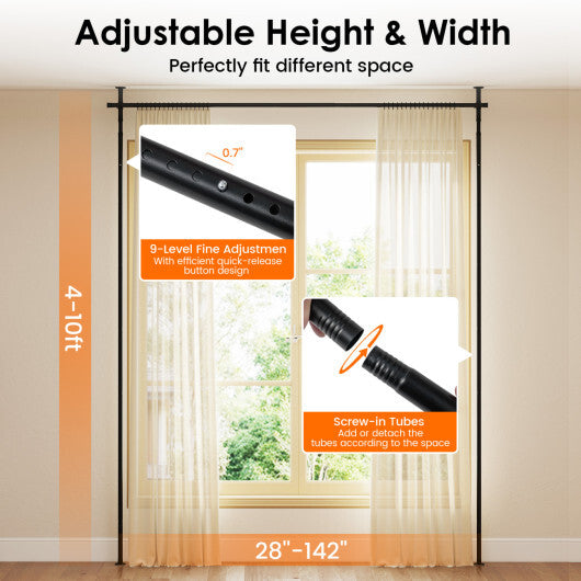 Room Divider Curtain Rod with Adjustable Floor to Ceiling Tension Rod (Curtains Not Included)-White W2B