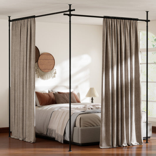 Room Divider Curtain Rod with Adjustable Floor to Ceiling Tension Rod (Curtains Not Included)-White W2B